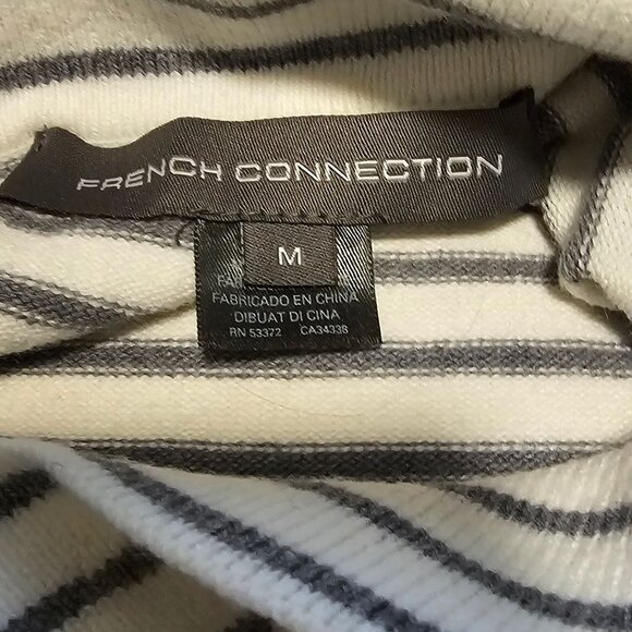 Women’s White with Gray Stripes French Connection Turtleneck Tunic, Medium - Picture 2 of 6